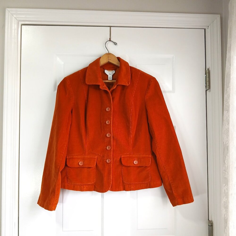 Tangerine Orange Corduroy Jacket by Talbots Size 12